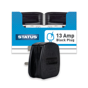 Status 13A Black Fused 13A Plug in Tray - 13ABPLUGBULK16