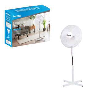 BENROSS 16 INCH 3-SPEED PEDESTAL STAND FAN OSCILLATING AND TILTING HEAD WHITE-43930